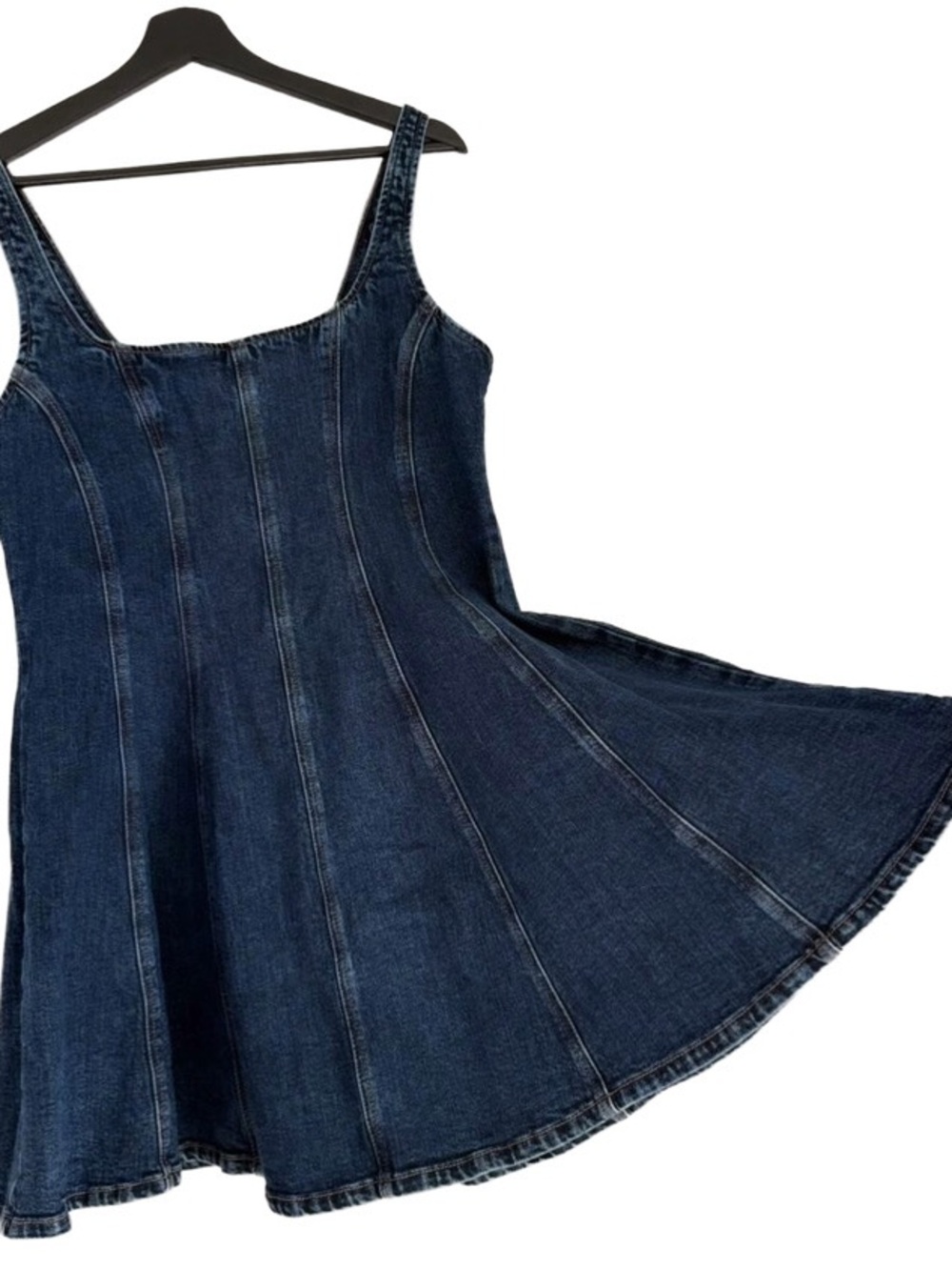 Dynamite Dark Blue Denim Mini Dress Fit And Flare Corset Bustier Flattering Cami - Picture 2 of 6